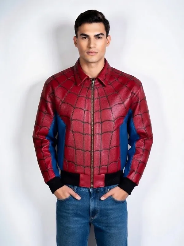 Vanson Spider-Man Bomber Leather Jacket | Premium Hero Gear